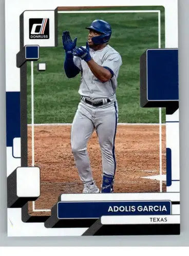 Original gloss of Adolis Garcia baseball card from 2022 Donruss series
