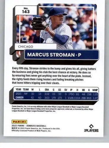 Original gloss baseball card featuring Marcus Stroman NM-MT from 2022 Donruss