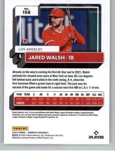 2022 Donruss Jared Walsh baseball card with original gloss NM-MT Angels ID 42297