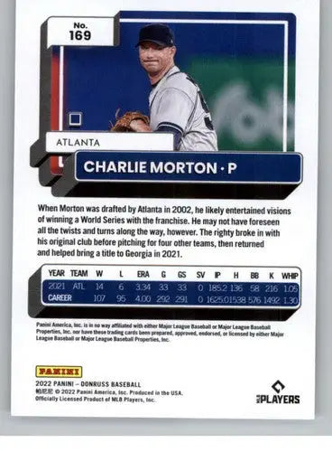 2022 Donruss #169 Charlie Morton NM-MT Braves ID:42303 - Baseball Card Single
