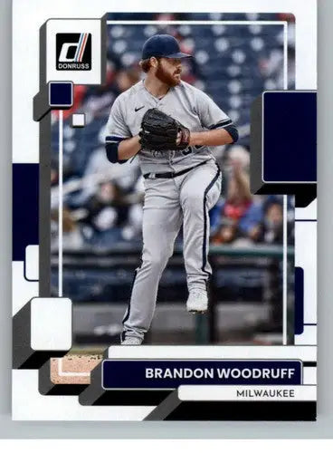2022 Donruss Brandon Woodruff baseball card with original gloss and NM-MT condition