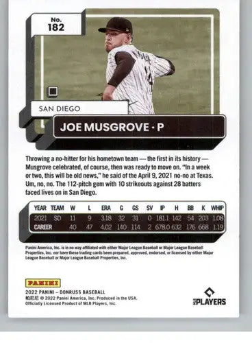 2022 Donruss #182 Joe Musgrove NM-MT Padres ID:45081 - Baseball Card Single