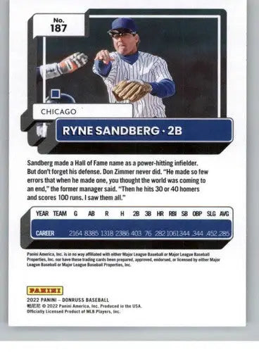 2022 Donruss #187 Ryne Sandberg NM-MT Cubs ID:45082 - Baseball Card Single