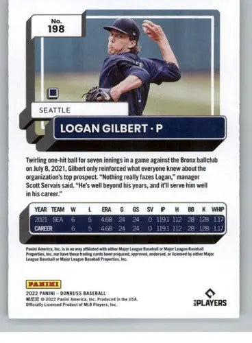 2022 Donruss #198 Logan Gilbert NM-MT Mariners ID:45084 - Baseball Card Single