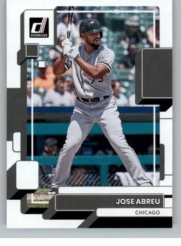 Baseball card of Jose Abreu with original gloss from 2022 Donruss NM-MT White Sox