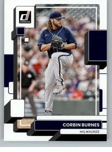 Original gloss Corbin Burnes baseball card from 2022 Donruss featuring Brewers ID 42318