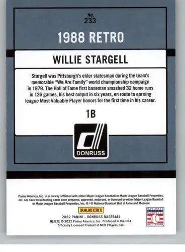 Willie Stargell baseball card with original gloss from 1988 Pirates retro collection