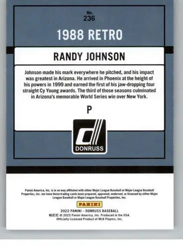 2022 Donruss #236 Randy Johnson NM-MT Diamondbacks Retro 1988 ID:45089 - Baseball Card Single