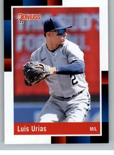 Luis Urias baseball card with original gloss from 2022 Donruss Luis Urias retro collection