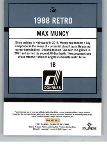 2022 Donruss Max Muncy retro baseball card with original gloss in Dodgers NFL