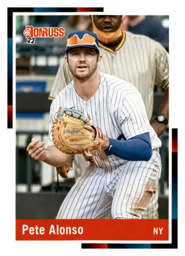 Original gloss Pete Alonso retro baseball card from 2022 Donruss #247 Mets