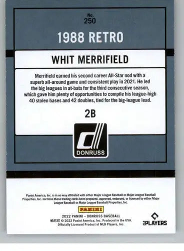 Whit Merrifield baseball card with original gloss in Whit Merrifield Retro 2022 Donruss
