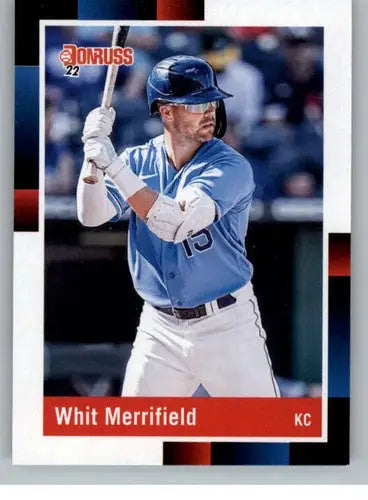 Whit Merrifield baseball card with original gloss in 2022 Donruss Royals retro series