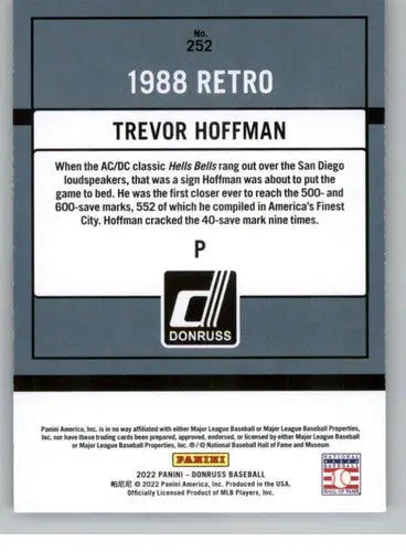 2022 Donruss #252 Trevor Hoffman NM-MT Padres Retro 1988 ID:45093 - Baseball Card Single