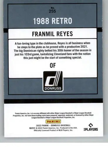 Original gloss Franmil Reyes retro baseball card from 2022 Donruss product