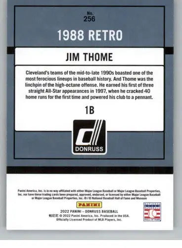 Original gloss Jim Thome baseball card from 2022 Donruss featuring Indians Retro 1988