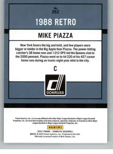 2022 Donruss Mike Piazza baseball card with original gloss Mets retro 1988 ID42345