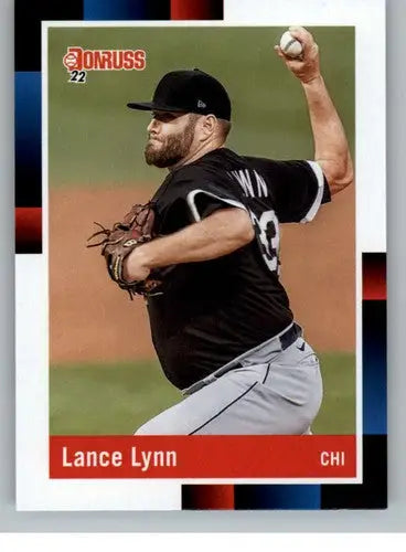 Original gloss Lance Lynn baseball card from 2022 Donruss featuring White Sox retro design
