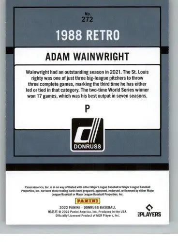 2022 Donruss Adam Wainwright baseball card with original gloss featuring Adam Wainwright and Simply Sandoval