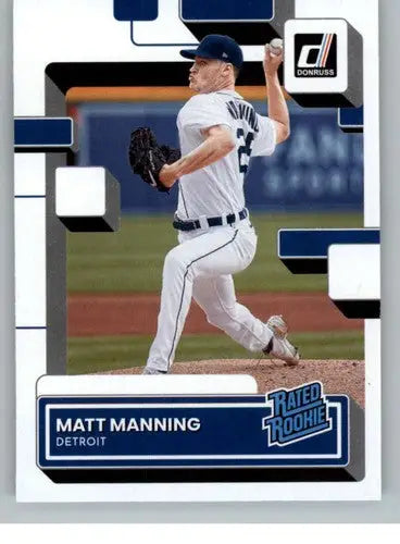 Matt Manning rated rookies baseball card with original gloss from 2022 Donruss series