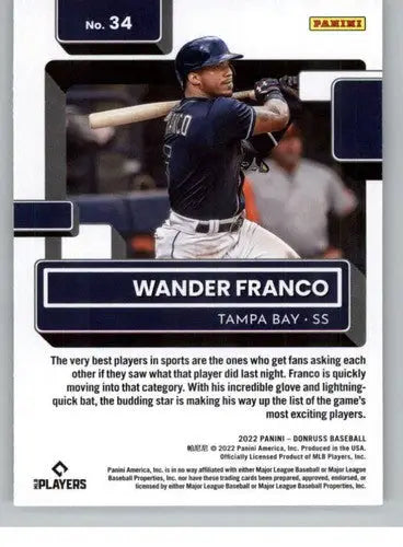 2022 Donruss #34 Wander Franco NM-MT RC Rookie Rays Rated Rookies ID:42084 - Baseball Card Single