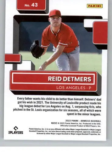 2022 Donruss #43 Reid Detmers NM-MT RC Rookie Angels Rated Rookies ID:42359 - Baseball Card Single