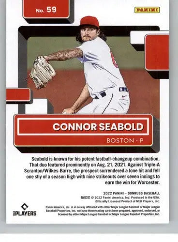 2022 Donruss #59 Connor Seabold NM-MT RC Rookie Red Sox Rated Rookies ID:45068 - Baseball Card Single