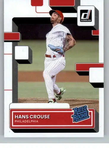 Original gloss Hans Crouse rated rookies baseball card from 2022 Donruss series