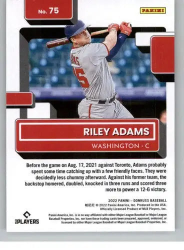 2022 Donruss Riley Adams Rated Rookies baseball card with original gloss