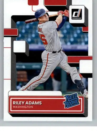 Riley Adams rated rookies baseball card with original gloss from 2022 Donruss series
