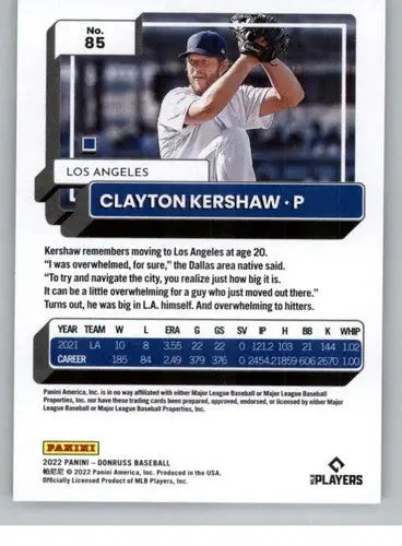 2022 Donruss #85 Clayton Kershaw NM-MT Dodgers ID:42265 - Baseball Card Single