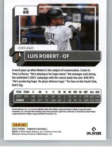 2022 Donruss #88 Luis Robert NM-MT White Sox ID:42266 - Baseball Card Single