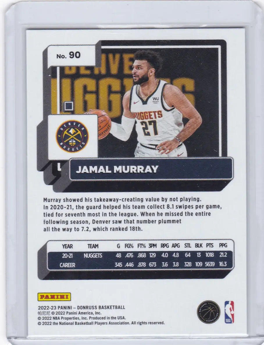 2022 DONRUSS #90 JAMAL MURRAY GREEN LAZER- DENVER NUGGETS - Basketball Card Single