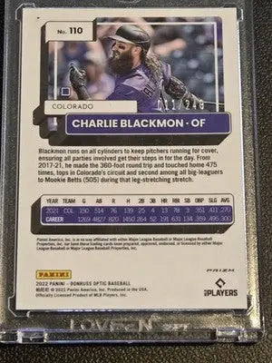 2022 Donruss #98 Charlie Blackmon Pink Velocity 011/249 - Baseball Card Single