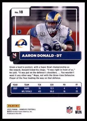 2022 Donruss Aaron Donald 18 Los Angeles Rams - Football Card Single