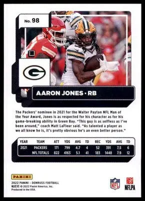 2022 Donruss Aaron Jones 98 Green Bay Packers - Football Card Single