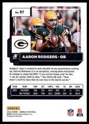 2022 Donruss Aaron Rodgers 97 Green Bay Packers - Football Card Single
