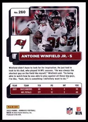 2022 Donruss Antoine Winfield Jr. 260 Tampa Bay Buccaneers - Football Card Single