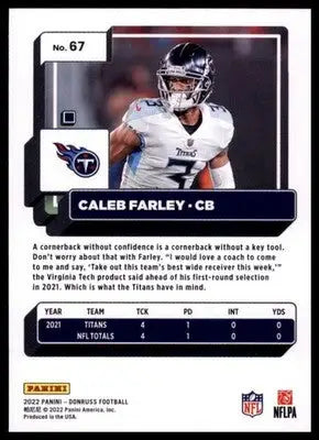 2022 Donruss Caleb Farley 67 Tennessee Titans - Football Card Single