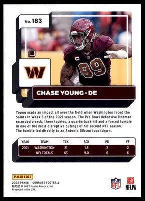 2022 Donruss Chase Young 183 Washington Commanders - Football Card Single