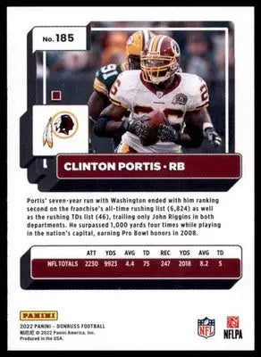 2022 Donruss Clinton Portis 185 Washington Redskins - Football Card Single