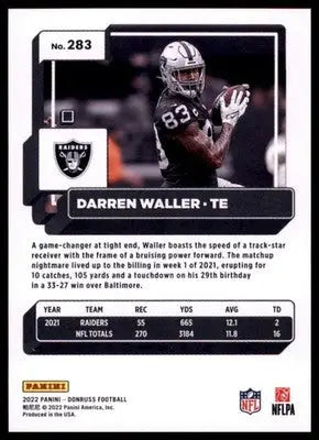 2022 Donruss Darren Waller 283 Las Vegas Raiders - Football Card Single