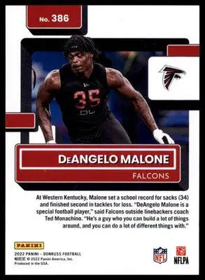 2022 Donruss DeAngelo Malone RC 386 Atlanta Falcons - Football Card Single