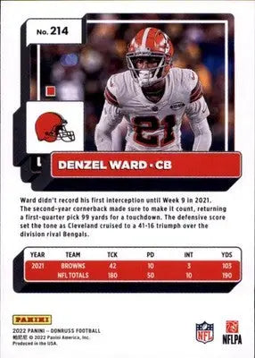 2022 Donruss Denzel Ward 214 Cleveland Browns - Football Card Single