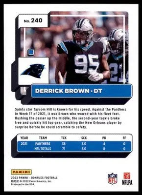 2022 Donruss Derrick Brown 240 Carolina Panthers - Football Card Single