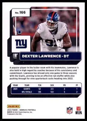 2022 Donruss Dexter Lawrence 166 New York Giants - Football Card Single