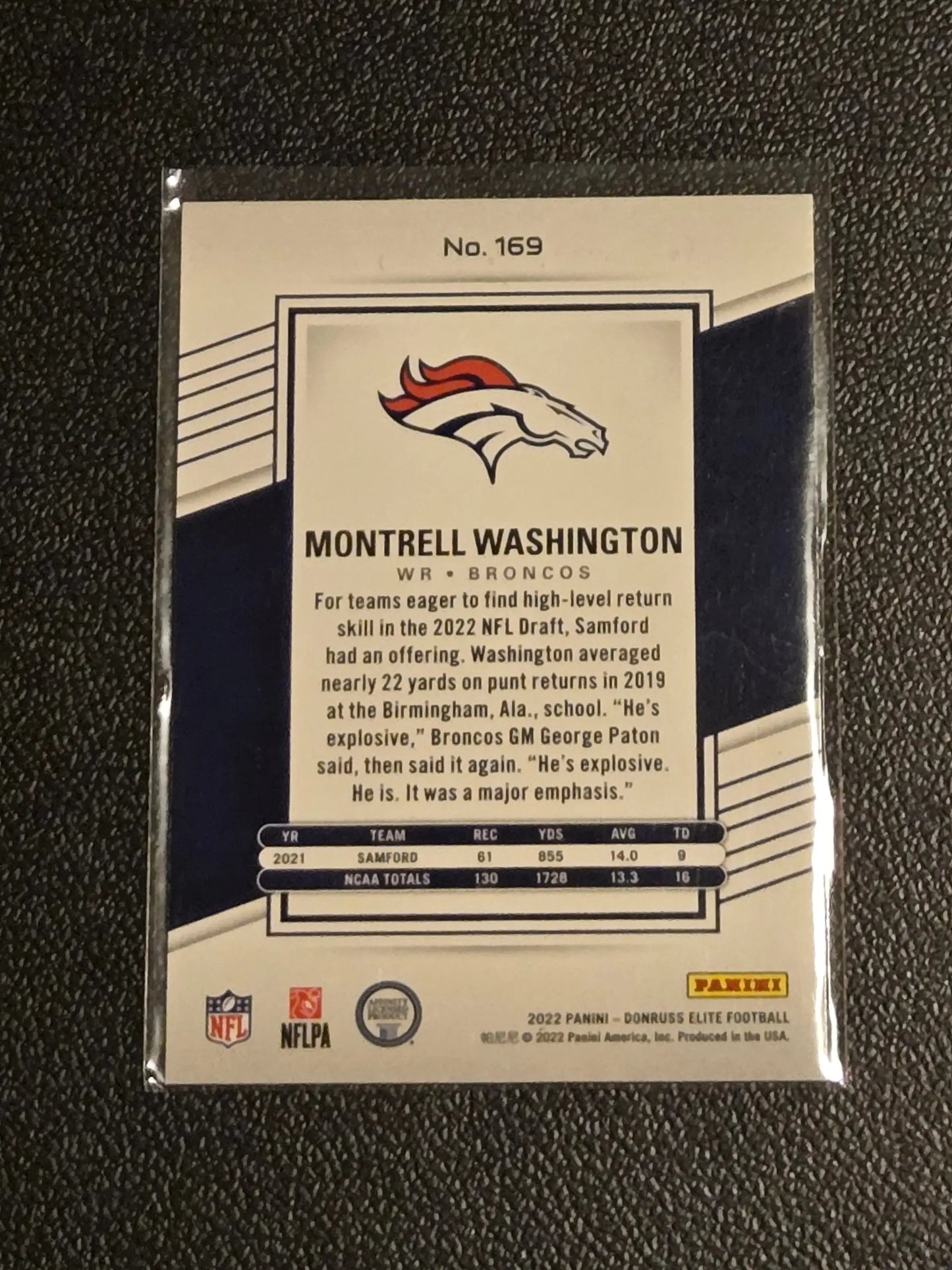 2022 Donruss Elite #169 Montrell Washington #/999 - Football Card Single