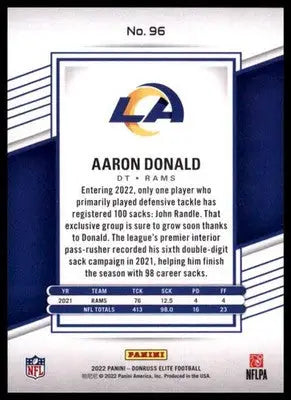 2022 Donruss Elite Aaron Donald 96 Los Angeles Rams