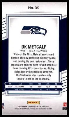 2022 Donruss Elite DK Metcalf 99 Seattle Seahawks