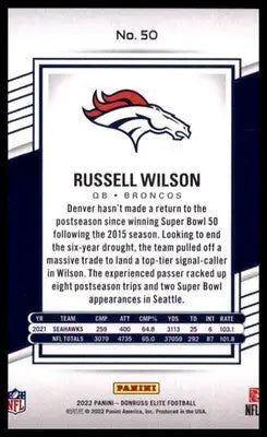 2022 Donruss Elite Russell Wilson 50 Denver Broncos